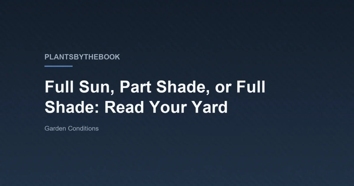 A suburban backyard bed at midday split between full sun, part shade, and deeper shade beneath a wooden fence and a leafy deciduous tree